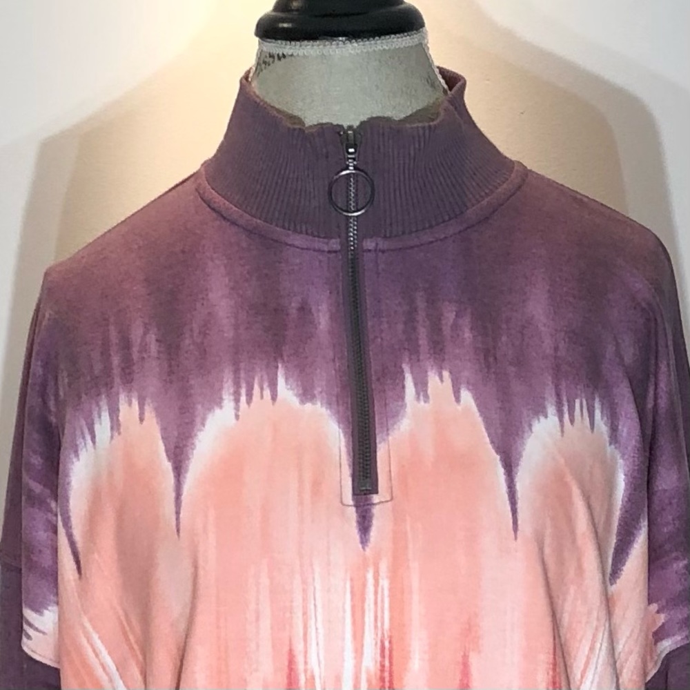 Ideology Performance Cropped Tie-Dye Sweat shirt w/ Zipper  Sz L - Picture 3 of 8
